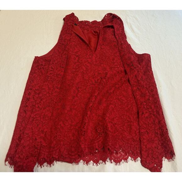 J.Crew Women’s Sz S Red Lace Halter Top Blouse Lined Boho Formal Romantic Fairy - Picture 3 of 10